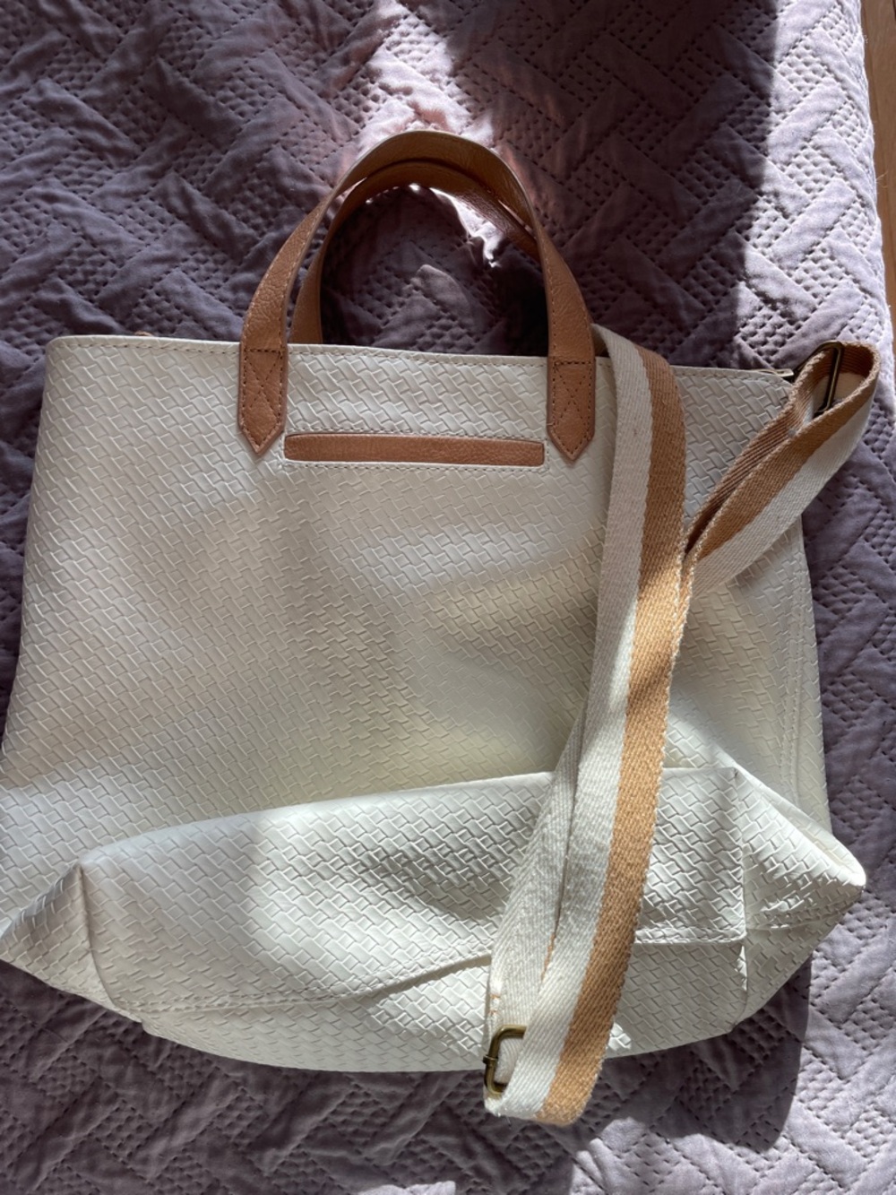 Cream Crossbody Bag with Tan Accents - Women Bags